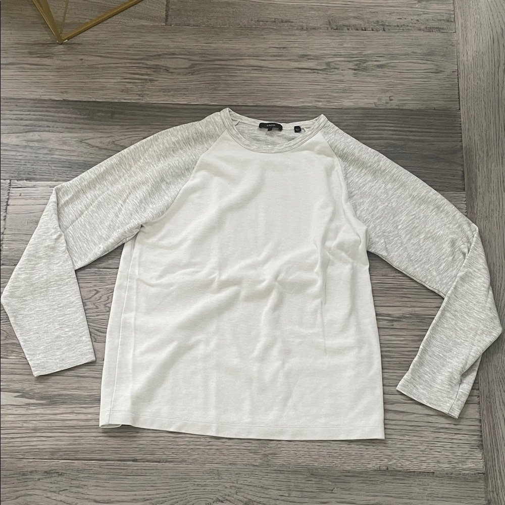 Vince White and Gray Long Sleeve Tee